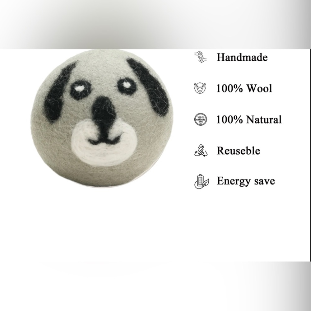 HOMEWORKS WOOL DRYER BALLS Wool Dog Face Balls NEW